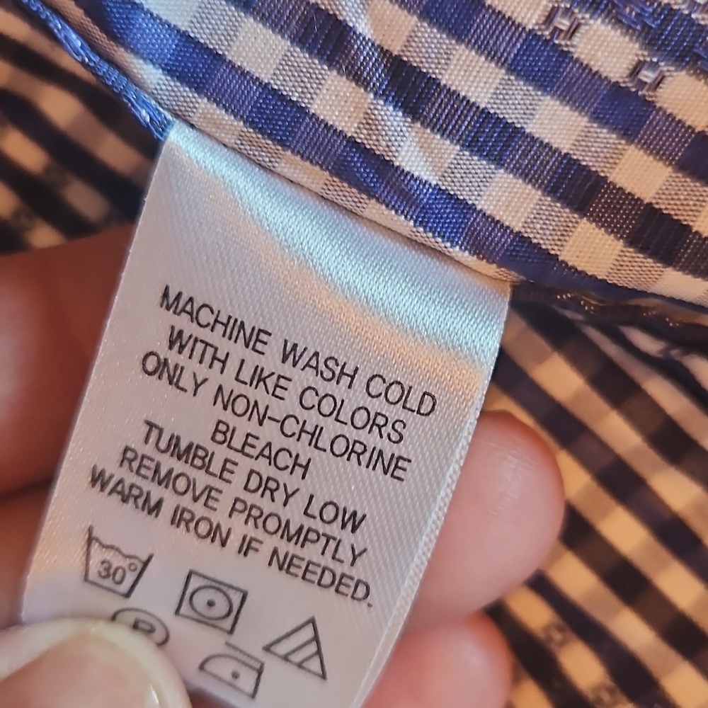 Men's Navy and White Checkered Shirt Xxl - Picture 3 of 4